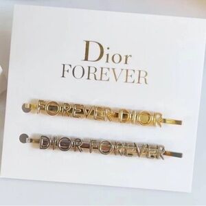 Dior Hair Clip Set | Gold & Silver “Forever Dior” Barrettes | New on Card